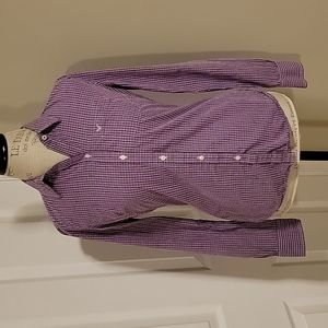 American Eagle women's purple plaid button down shirt Size 8